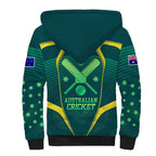 Australian Cricket Sherpa Hoodie Dark Green Halftone Tech Graphic - Southern Cross Stars