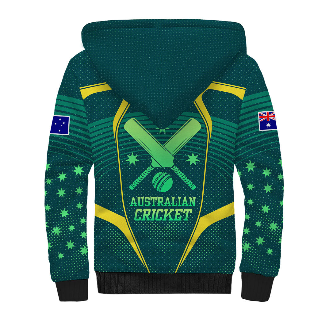Australian Cricket Sherpa Hoodie Dark Green Halftone Tech Graphic - Southern Cross Stars