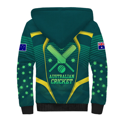 Australian Cricket Sherpa Hoodie Dark Green Halftone Tech Graphic - Southern Cross Stars