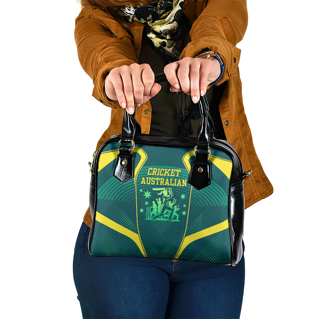 Australian Cricket Shoulder Handbag Dark Green Halftone Tech Graphic - Southern Cross Stars