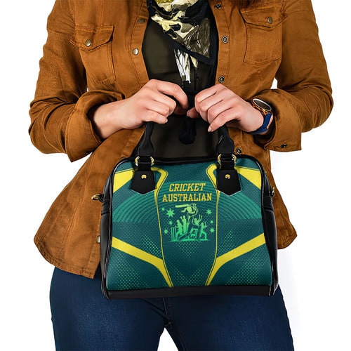 Australian Cricket Shoulder Handbag Dark Green Halftone Tech Graphic - Southern Cross Stars