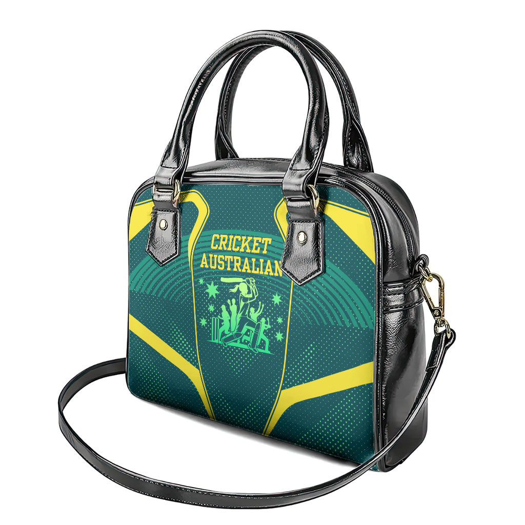 Australian Cricket Shoulder Handbag Dark Green Halftone Tech Graphic - Southern Cross Stars