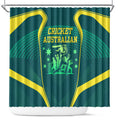 Australian Cricket Shower Curtain Dark Green Halftone Tech Graphic - Southern Cross Stars