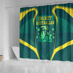 Australian Cricket Shower Curtain Dark Green Halftone Tech Graphic - Southern Cross Stars