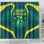 Australian Cricket Shower Curtain Dark Green Halftone Tech Graphic - Southern Cross Stars