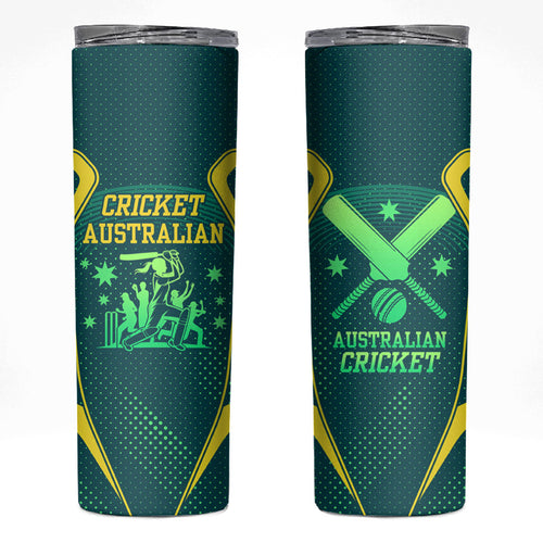 Australian Cricket Skinny Tumbler Dark Green Halftone Tech Graphic - Southern Cross Stars