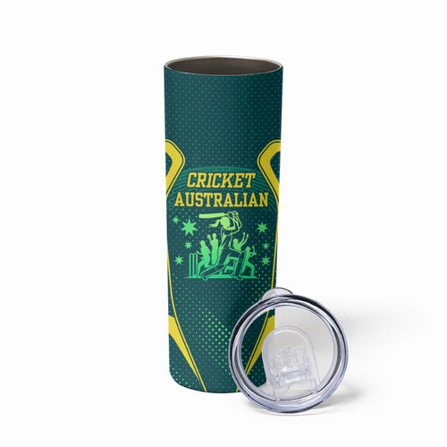 Australian Cricket Skinny Tumbler Dark Green Halftone Tech Graphic - Southern Cross Stars