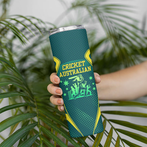 Australian Cricket Skinny Tumbler Dark Green Halftone Tech Graphic - Southern Cross Stars