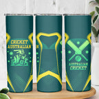 Australian Cricket Skinny Tumbler Dark Green Halftone Tech Graphic - Southern Cross Stars