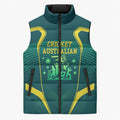 Australian Cricket Sleeveless Puffer Jacket Dark Green Halftone Tech Graphic - Southern Cross Stars