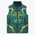 Australian Cricket Sleeveless Puffer Jacket Dark Green Halftone Tech Graphic - Southern Cross Stars