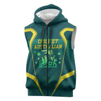 Australian Cricket Sleeveless Zip Hoodie Dark Green Halftone Tech Graphic - Southern Cross Stars