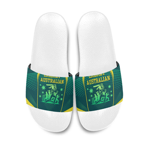 Australian Cricket Slide Sandals Dark Green Halftone Tech Graphic - Southern Cross Stars