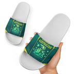 Australian Cricket Slide Sandals Dark Green Halftone Tech Graphic - Southern Cross Stars