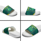Australian Cricket Slide Sandals Dark Green Halftone Tech Graphic - Southern Cross Stars