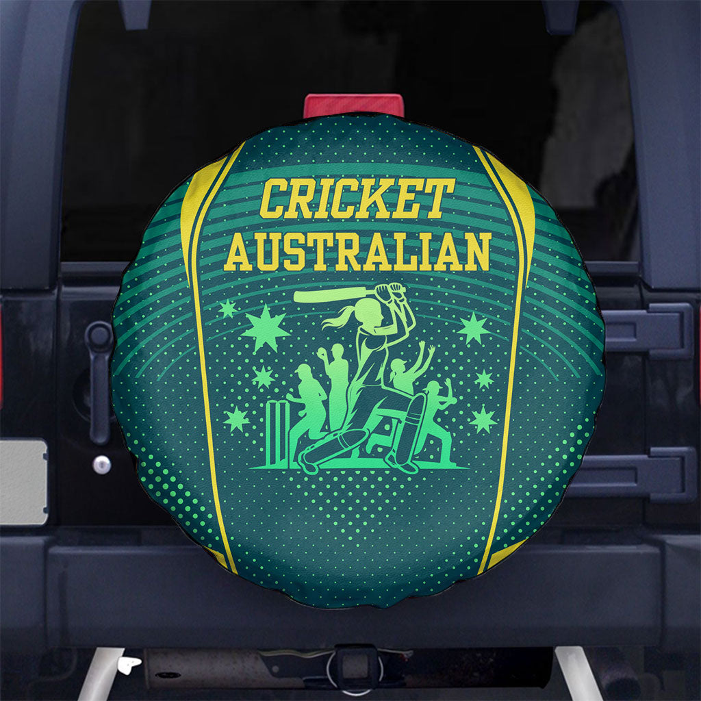 Australian Cricket Spare Tire Cover Dark Green Halftone Tech Graphic - Southern Cross Stars