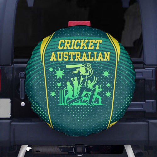 Australian Cricket Spare Tire Cover Dark Green Halftone Tech Graphic - Southern Cross Stars