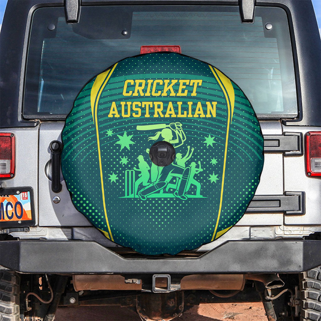 Australian Cricket Spare Tire Cover Dark Green Halftone Tech Graphic - Southern Cross Stars