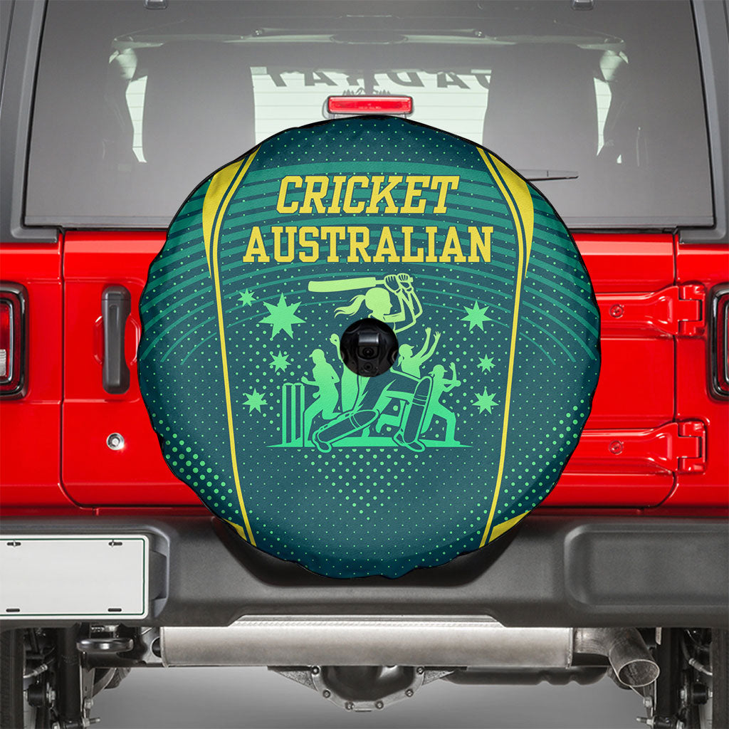 Australian Cricket Spare Tire Cover Dark Green Halftone Tech Graphic - Southern Cross Stars