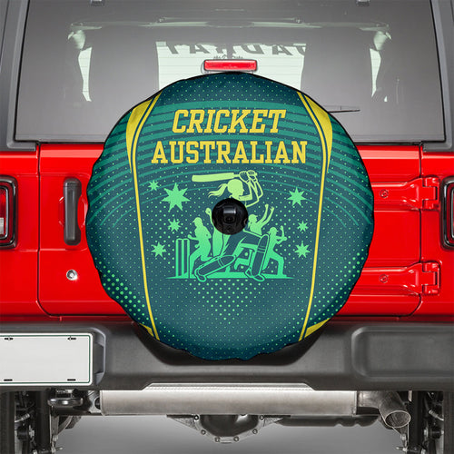 Australian Cricket Spare Tire Cover Dark Green Halftone Tech Graphic - Southern Cross Stars
