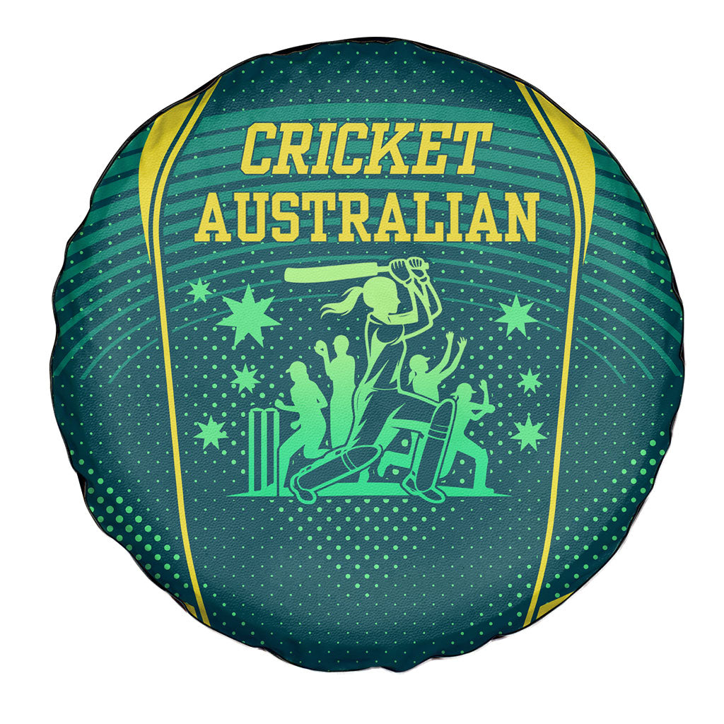 Australian Cricket Spare Tire Cover Dark Green Halftone Tech Graphic - Southern Cross Stars