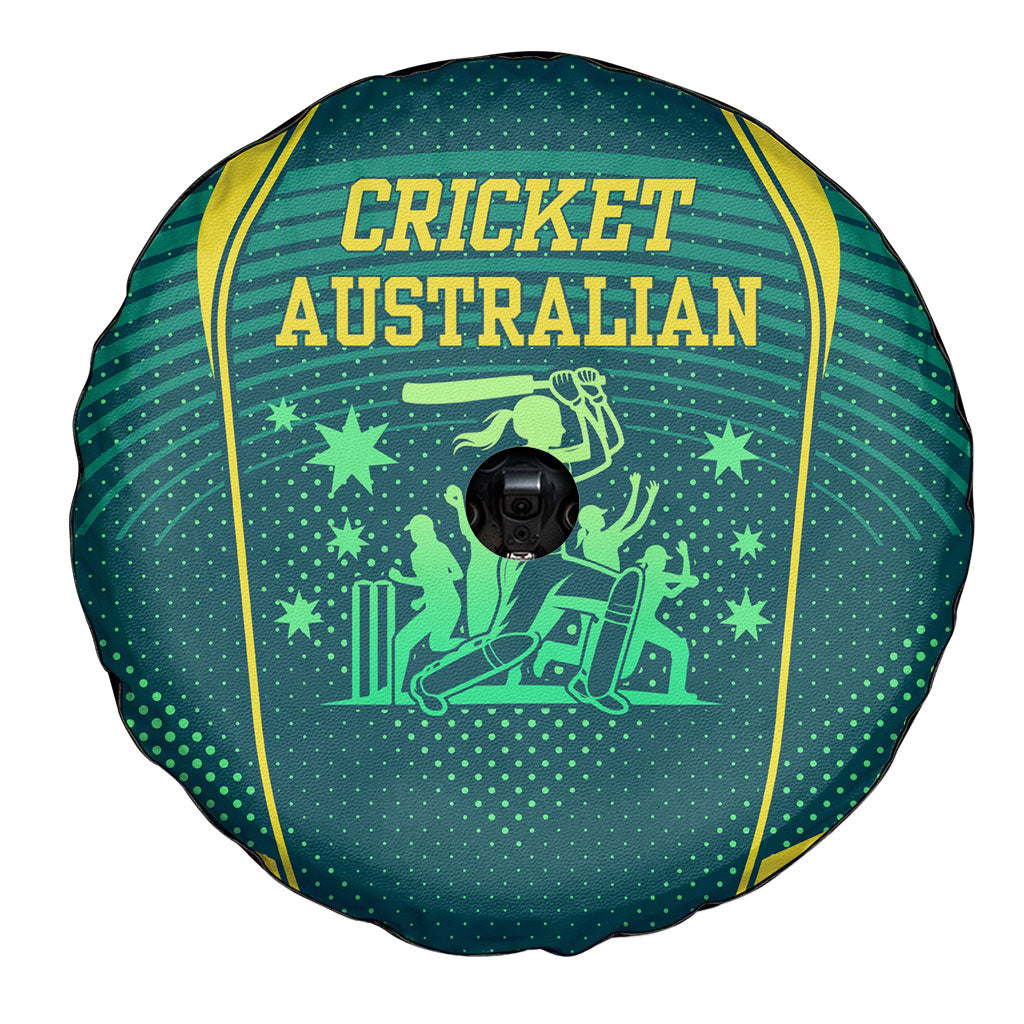 Australian Cricket Spare Tire Cover Dark Green Halftone Tech Graphic - Southern Cross Stars