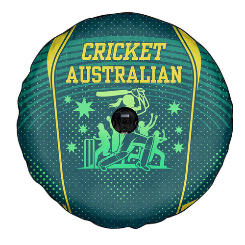 Australian Cricket Spare Tire Cover Dark Green Halftone Tech Graphic - Southern Cross Stars