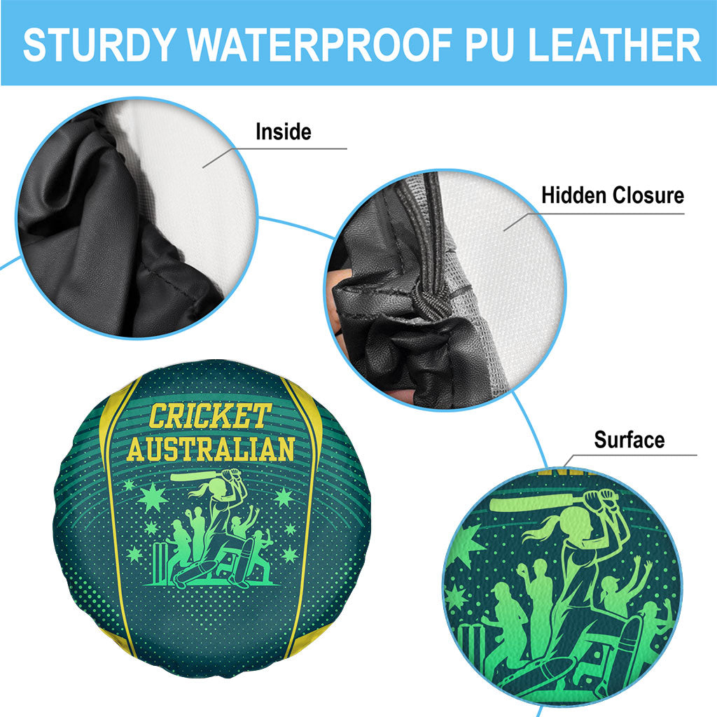 Australian Cricket Spare Tire Cover Dark Green Halftone Tech Graphic - Southern Cross Stars
