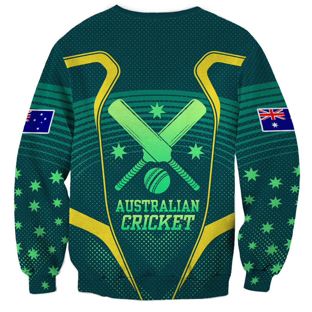 Australian Cricket Sweatshirt Dark Green Halftone Tech Graphic - Southern Cross Stars