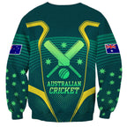 Australian Cricket Sweatshirt Dark Green Halftone Tech Graphic - Southern Cross Stars