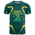 Australian Cricket T Shirt Dark Green Halftone Tech Graphic - Southern Cross Stars
