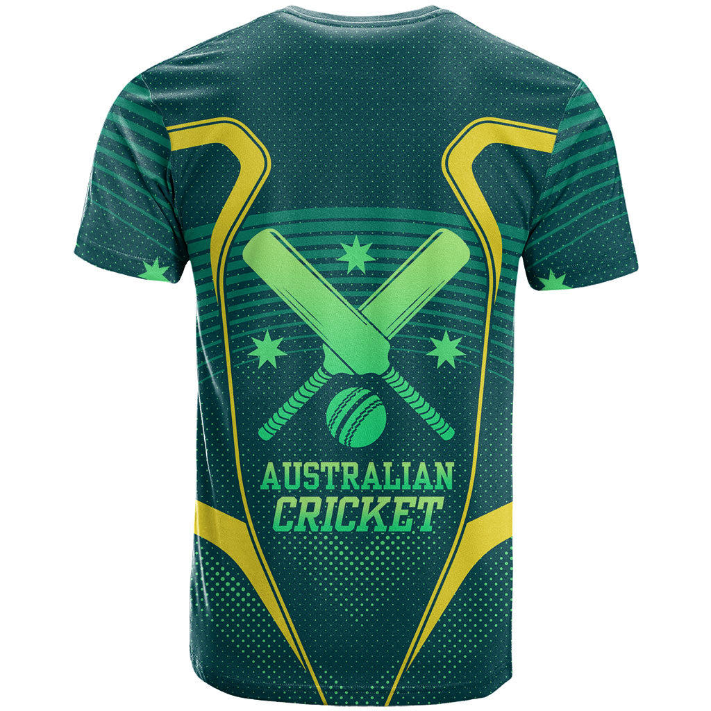 Australian Cricket T Shirt Dark Green Halftone Tech Graphic - Southern Cross Stars