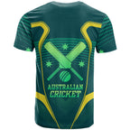 Australian Cricket T Shirt Dark Green Halftone Tech Graphic - Southern Cross Stars