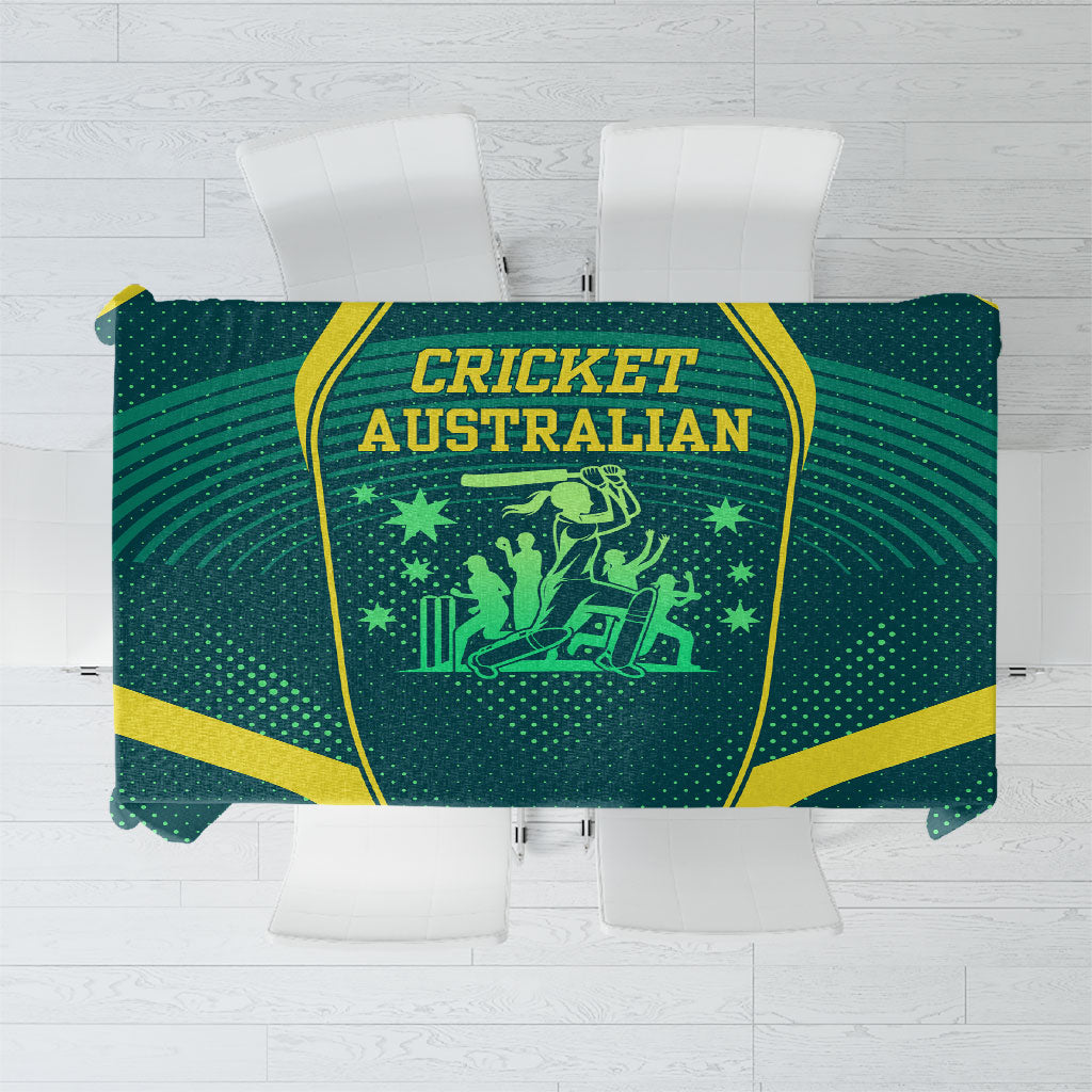 Australian Cricket Tablecloth Dark Green Halftone Tech Graphic - Southern Cross Stars