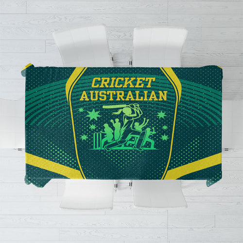 Australian Cricket Tablecloth Dark Green Halftone Tech Graphic - Southern Cross Stars