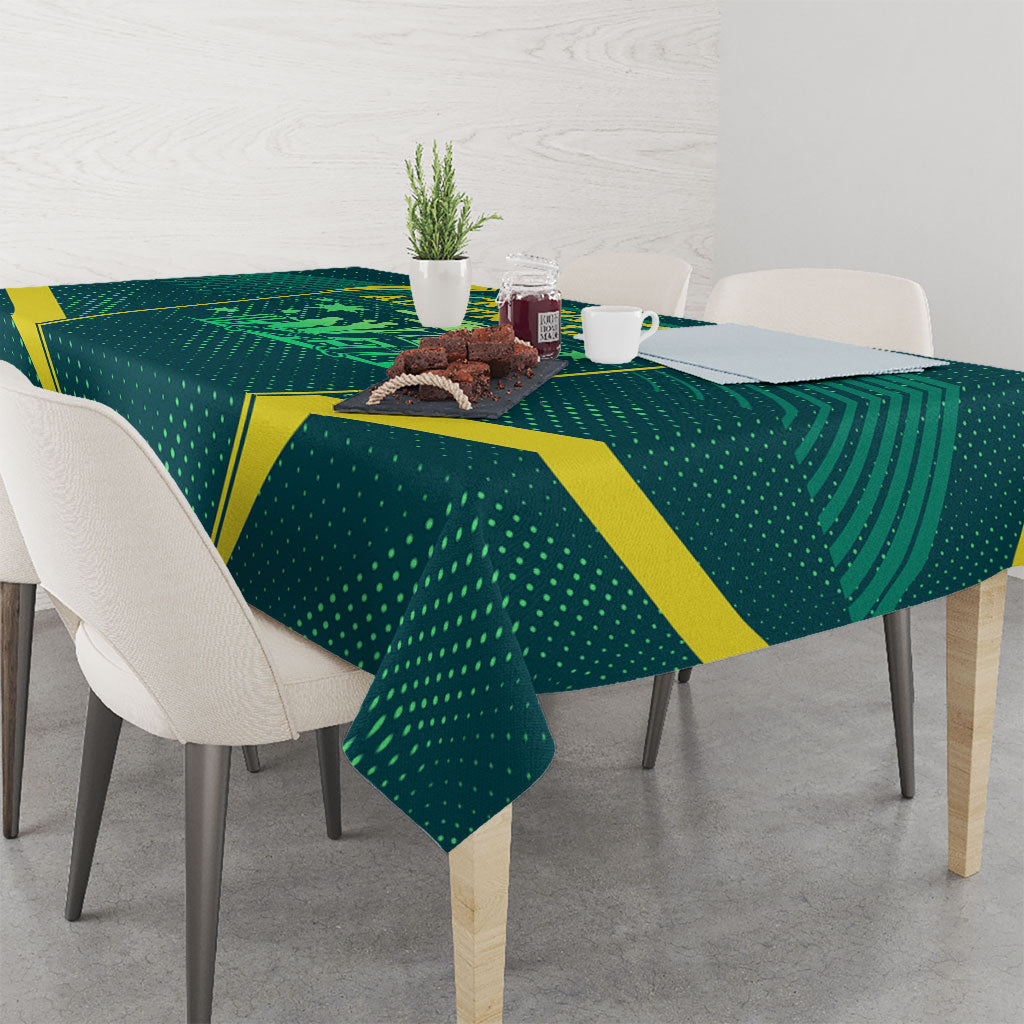 Australian Cricket Tablecloth Dark Green Halftone Tech Graphic - Southern Cross Stars