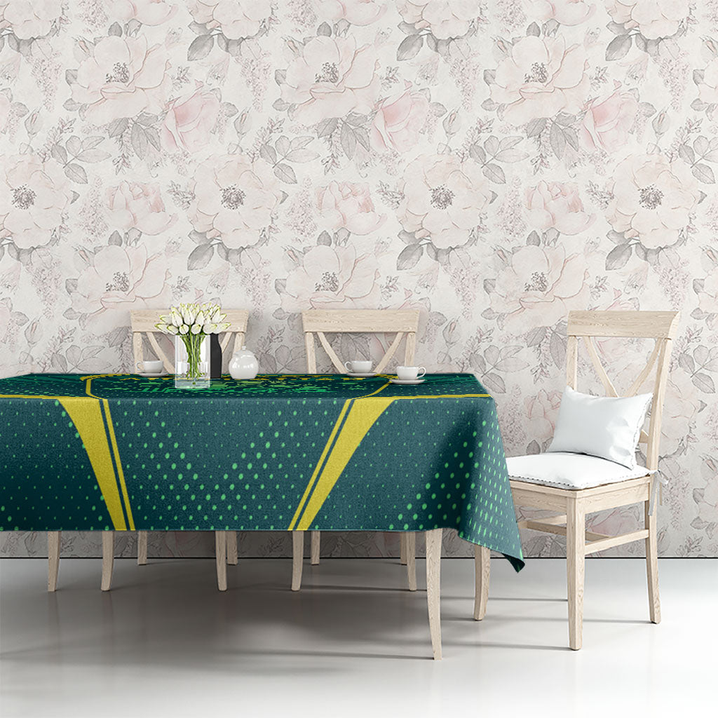 Australian Cricket Tablecloth Dark Green Halftone Tech Graphic - Southern Cross Stars
