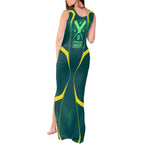 Australian Cricket Tank Maxi Dress Dark Green Halftone Tech Graphic - Southern Cross Stars