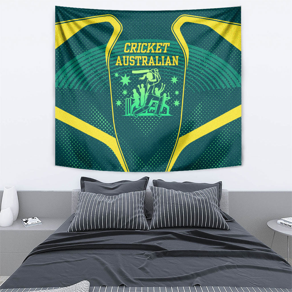 Australian Cricket Tapestry Dark Green Halftone Tech Graphic - Southern Cross Stars