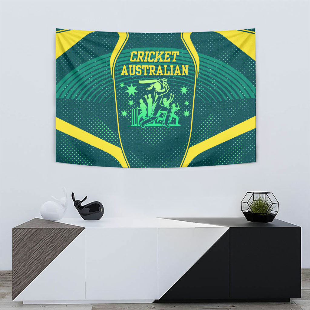 Australian Cricket Tapestry Dark Green Halftone Tech Graphic - Southern Cross Stars