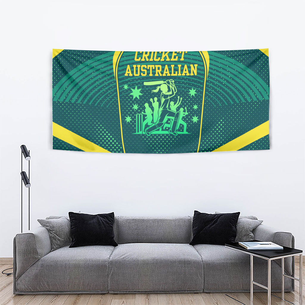 Australian Cricket Tapestry Dark Green Halftone Tech Graphic - Southern Cross Stars
