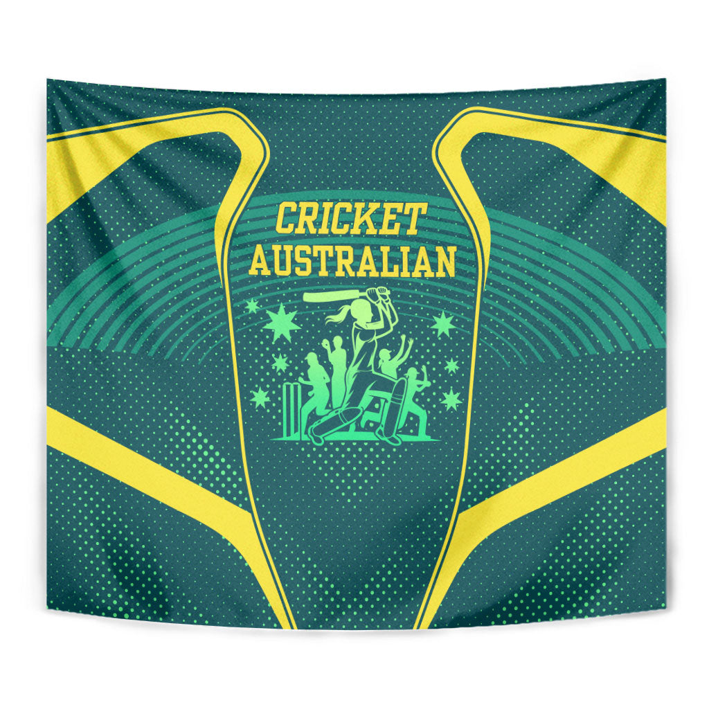 Australian Cricket Tapestry Dark Green Halftone Tech Graphic - Southern Cross Stars