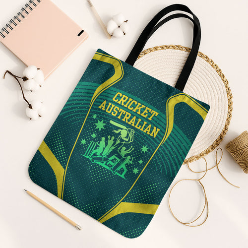 Australian Cricket Tote Bag Dark Green Halftone Tech Graphic - Southern Cross Stars