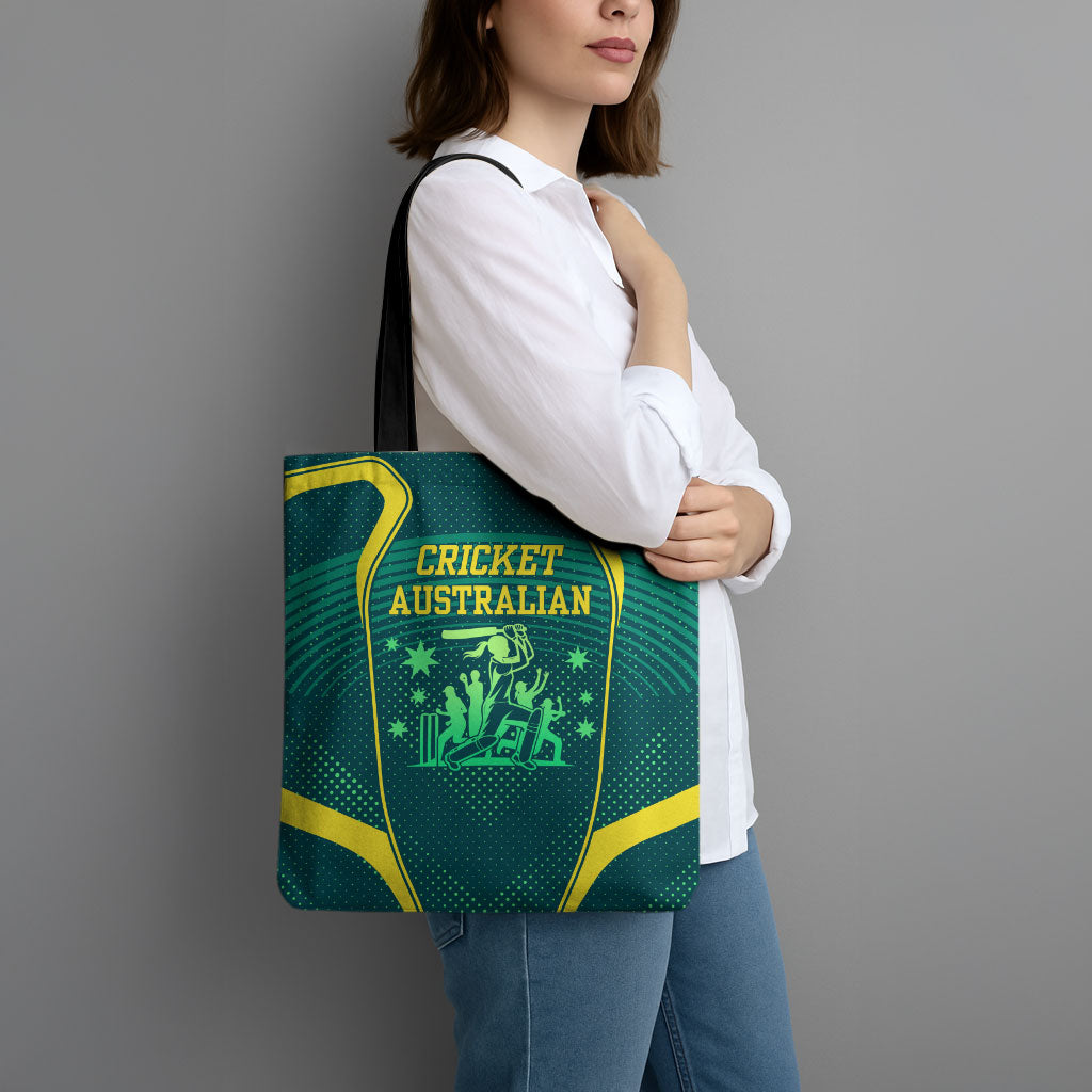 Australian Cricket Tote Bag Dark Green Halftone Tech Graphic - Southern Cross Stars