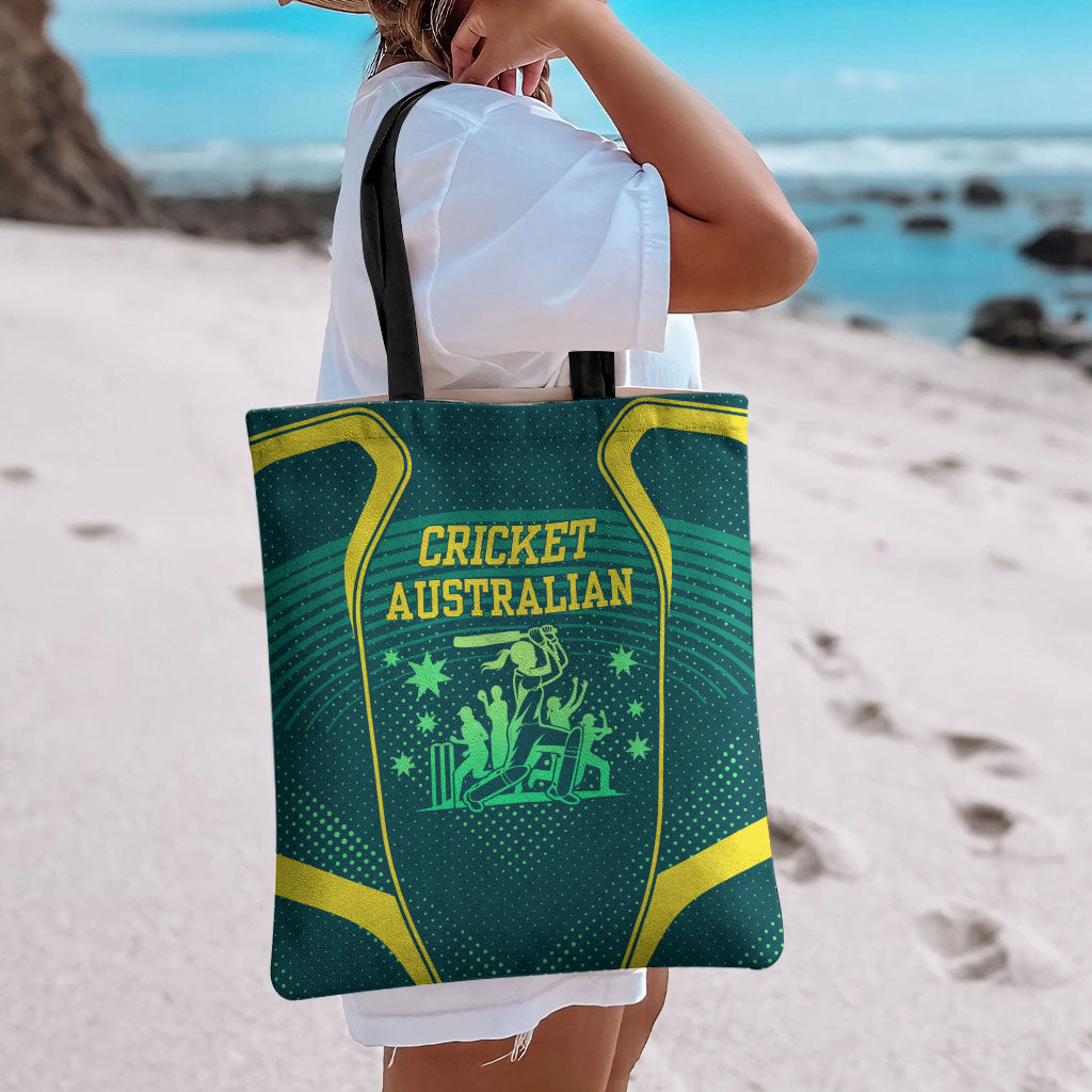 Australian Cricket Tote Bag Dark Green Halftone Tech Graphic - Southern Cross Stars
