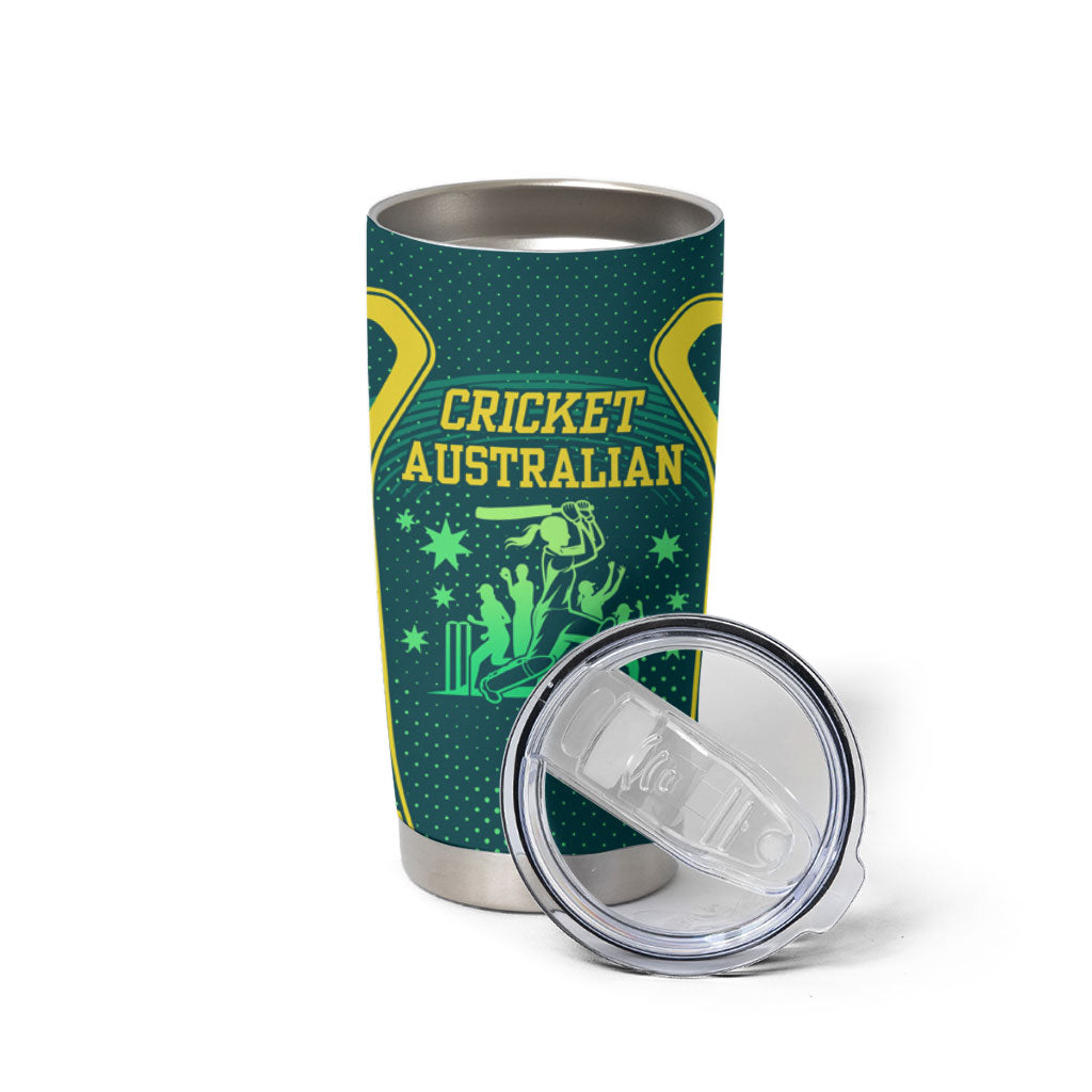 Australian Cricket Tumbler Cup Dark Green Halftone Tech Graphic - Southern Cross Stars