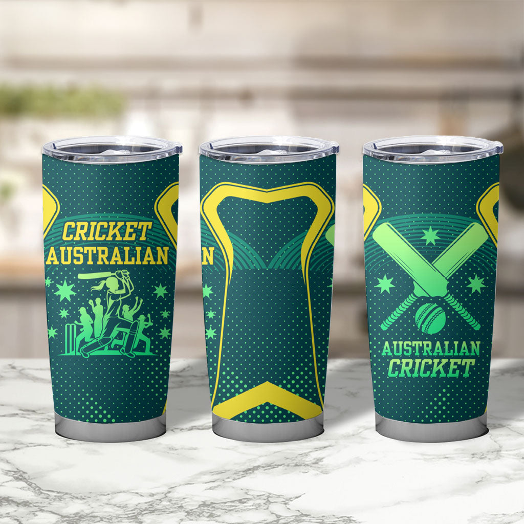 Australian Cricket Tumbler Cup Dark Green Halftone Tech Graphic - Southern Cross Stars