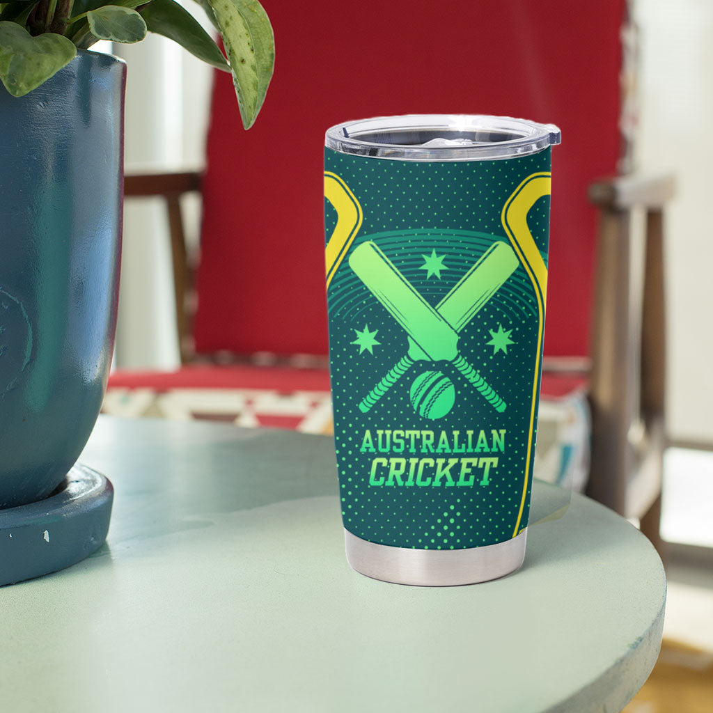 Australian Cricket Tumbler Cup Dark Green Halftone Tech Graphic - Southern Cross Stars