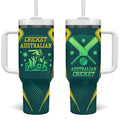 Australian Cricket Tumbler With Handle Dark Green Halftone Tech Graphic - Southern Cross Stars