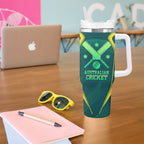 Australian Cricket Tumbler With Handle Dark Green Halftone Tech Graphic - Southern Cross Stars
